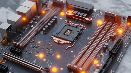 Poster - Close-up view of a computer motherboard.