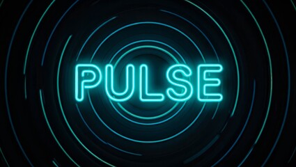 Poster - Neon teal PULSE word art with abstract tech background.