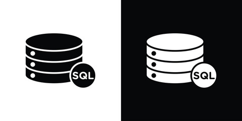 SQL icon vector graphics. Flat solid black vector set