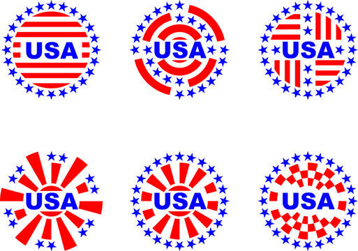 American patriotic symbols set for design and decorate or logo template