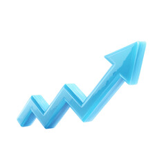 Poster - Blue 3d arrow graph showing upward trend isolated on transparent background