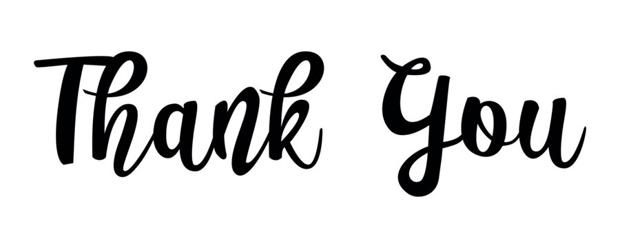 Thank You handwritten inscription. One line drawing of phrase hand writing calligraphy card lettering isolated on white background.