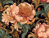 ornate vintage grand floral seamless pattern luxurious baroque rococo peony bloom design for trendy design textile packaging fabric wallpaper branding stationery wrapping paper interior decor
