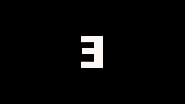 3d e animation on black background.