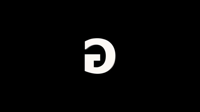 3d g animation on black background.