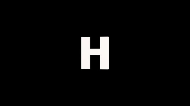 3d h animation on black background.
