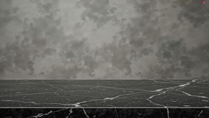 Poster - Empty granite marble countertop against a soft-focus grey background