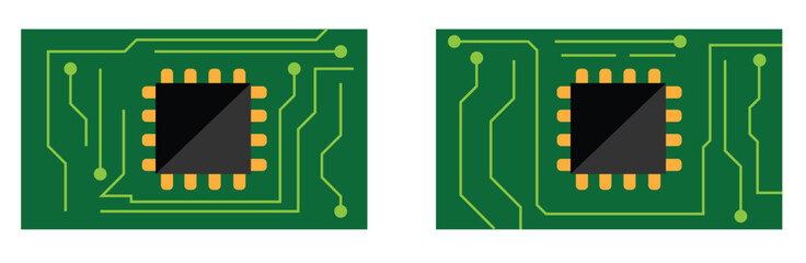 Poster - Abstract Schematic Micro Scheme Flat Style Set. Industry and electronic devices, electricity vector art
