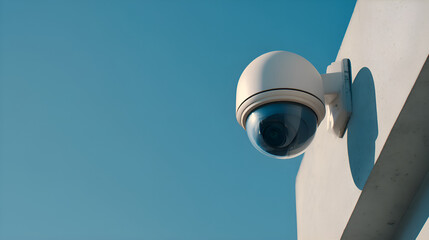 Poster - Outdoor security camera monitoring the surroundings on building wall