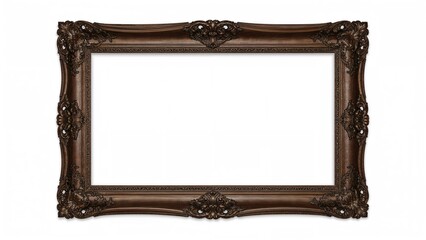 Poster - Lone brown frame displayed on white, accompanied by clipping path