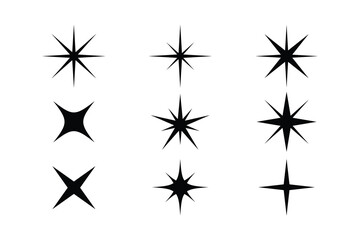 sparkle star icon set simple style vector illustration of shiny twinkle effects silhouette collectio