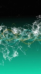 Poster - Animation of abstract geometric shapes and waveforms forming digital network pattern