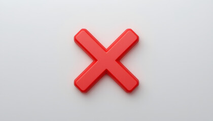Poster - Flat red X mark icon on a white background. Minimalist and clean design, perfect for use in interfaces, alerts, or infographic elements.
