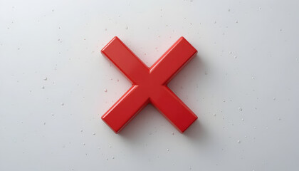 Poster - Flat red X mark icon on a white background. Minimalist and clean design, perfect for use in interfaces, alerts, or infographic elements.
