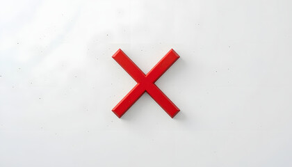 Poster - Flat red X mark icon on a white background. Minimalist and clean design, perfect for use in interfaces, alerts, or infographic elements.
