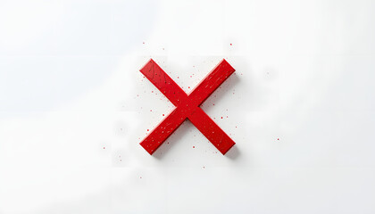 Poster - Flat red X mark icon on a white background. Minimalist and clean design, perfect for use in interfaces, alerts, or infographic elements.
