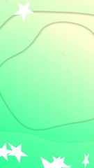 Poster - Green background with white stars and abstract shapes in animation style