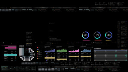 Leinwandbilder - Dynamic data visuals for business info graphics, animated charts, and data-driven insights for a business meeting mock-up. Explore the world of trading, stock exchanges, and crypto