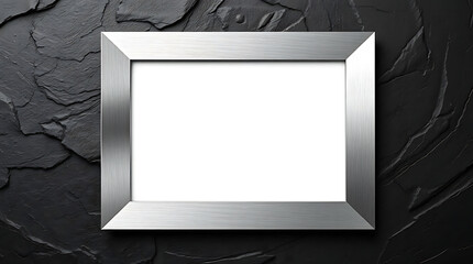 Leinwandbilder - A silver frame mockup on a black textured wall creates a modern and stylish presentation