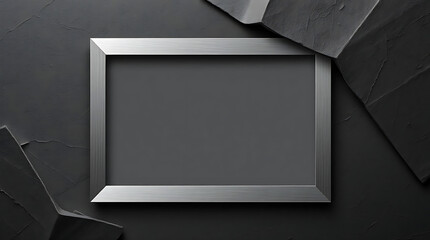 Poster - A silver frame is set against a textured black background, creating a modern and abstract design