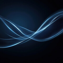 Poster - Blue energy flowing waves on a dark background. Abstract futuristic light lines and particle trails. Glowing digital design for technology banner.