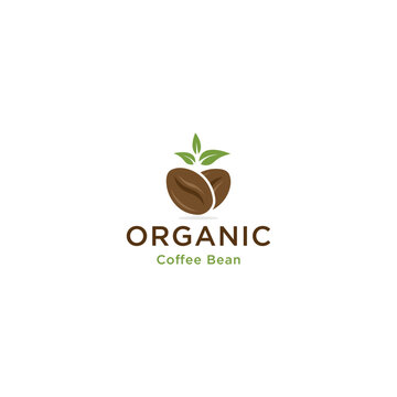 Organic coffee bean logo icon design template flat vector