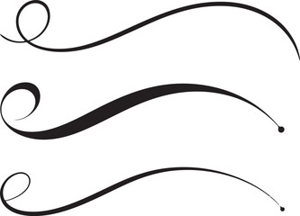 Poster - Elegant black flourishes and swirls with delicate curls and dots isolated on transparent background
