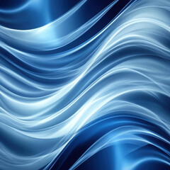 Poster - Abstract waves of light blue and dark blue. Flowing lines and curves create a dynamic liquid-like effect for modern design.