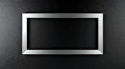 Poster - A simple silver rectangular frame is mounted on a dark textured wall surface