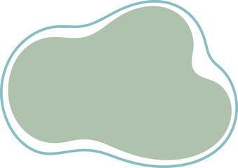 Poster - Soft organic blob shape with a thin blue outline and white border isolated on transparent background