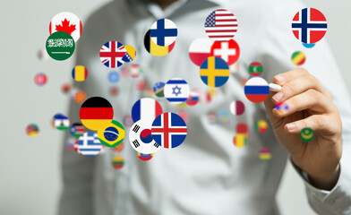 Poster - Image of diverse flags representing global partnerships and international collaboration.
