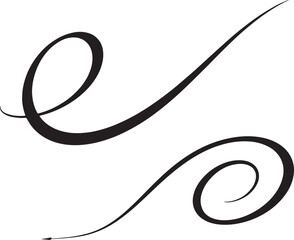 Poster - Elegant black calligraphic flourish with a sweeping curve and a delicate spiral isolated on transparent background