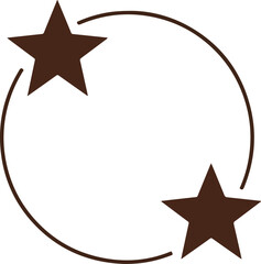 Poster - Two brown stars connected by a circular line suggesting movement or a cycle isolated on transparent background