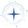 © Sun_Rise - Minimalistic compass icon. Vector illustration of a compass and arrows in blue tones, evoking associations with exploration and adventure. Suitable for travel brands or spiritual content.
