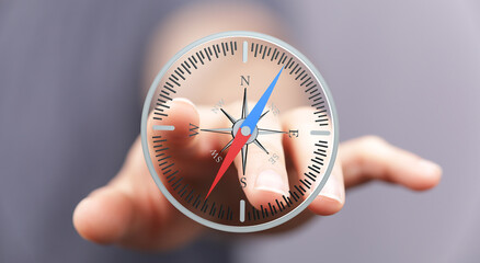 Poster - Navigate your path with confidence. This compass image symbolizes guidance, direction, and strategic planning.