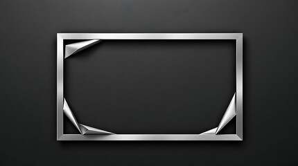Poster - A silver frame on a black background with folded paper corners provides a modern texture