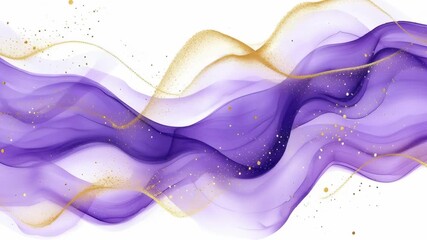 Aufkleber - A purple and gold wave with gold glitter on it. The wave is long and curvy. The colors are vibrant and the glitter adds a touch of sparkle