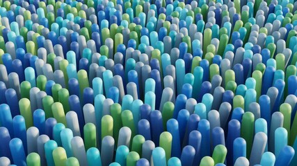 Wall Mural - high-quality 3d loop featuring abstract rotating shapes in a blue, green, and gray color scheme, ide