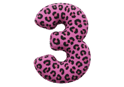 Isolated Furry Pink Leopard Print Number Three