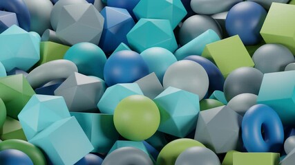 Wall Mural - minimal 3d loop featuring geometric elements in blue, green, and gray gradients, ideal for sleek ui 