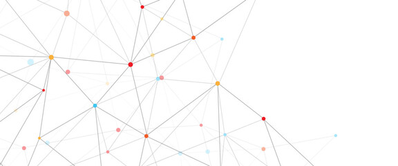 Fototapete - Vector abstract colorful low poly geometric connected line and dots