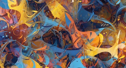 Poster - Dynamic fluid art creation featuring swirling shapes and color harmonies