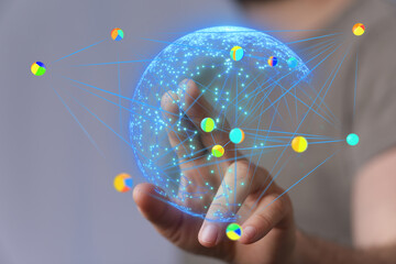 Poster - Interactive data visualization of a global network.  Ideal for technology, business, and connection concepts.