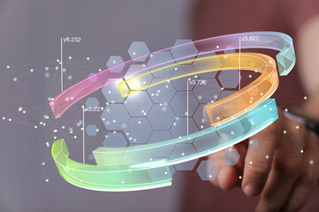 Poster - Abstract technology background. Futuristic digital interface with data charts. Modern business concept.