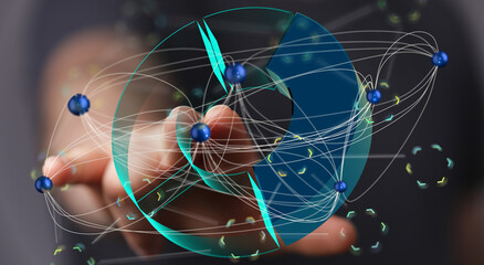 Poster - Interactive visualization of data connections, network analysis, and global information flow.