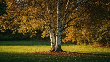 Poster - Lovely birch showcasing early autumn colors