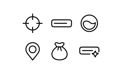 Poster - Minimalist line icons set featuring target, location pin, and more