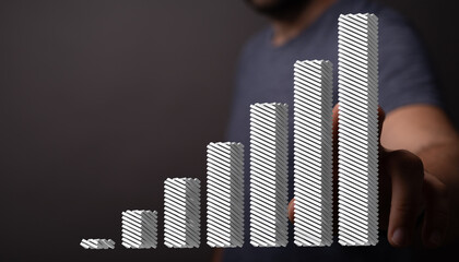 Poster - SEO-friendly image of a growing bar chart, ideal for business growth, success, and progress concepts.