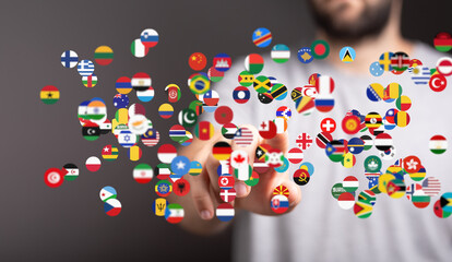 Poster - A diverse collection of flags representing international connections and global collaboration.