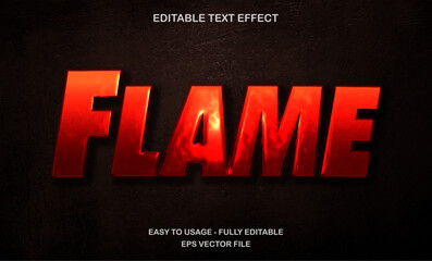 Poster - Flame text, editable text effect template, 3d bold glossy fire neon glow text style